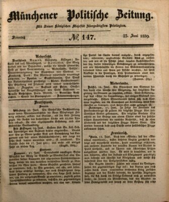 Münchener politische Zeitung (Süddeutsche Presse) Sonntag 23. Juni 1839