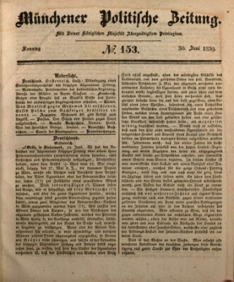 Münchener politische Zeitung (Süddeutsche Presse) Sonntag 30. Juni 1839