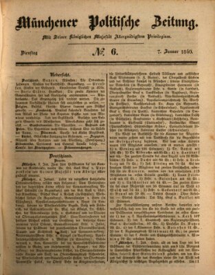 Münchener politische Zeitung (Süddeutsche Presse) Dienstag 7. Januar 1840