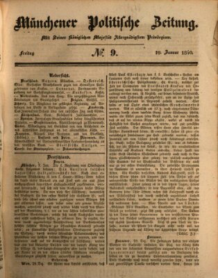 Münchener politische Zeitung (Süddeutsche Presse) Freitag 10. Januar 1840