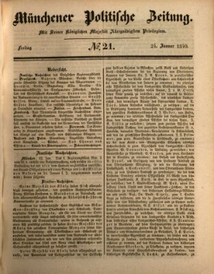 Münchener politische Zeitung (Süddeutsche Presse) Freitag 24. Januar 1840