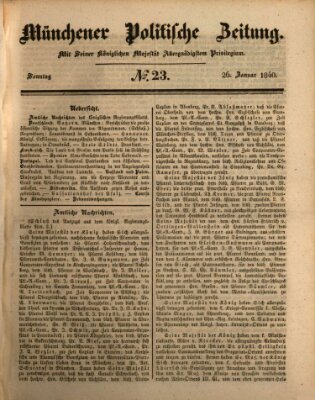 Münchener politische Zeitung (Süddeutsche Presse) Sonntag 26. Januar 1840