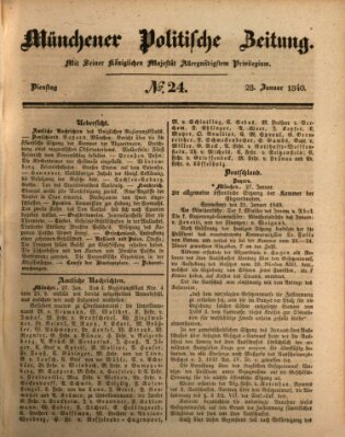 Münchener politische Zeitung (Süddeutsche Presse) Dienstag 28. Januar 1840