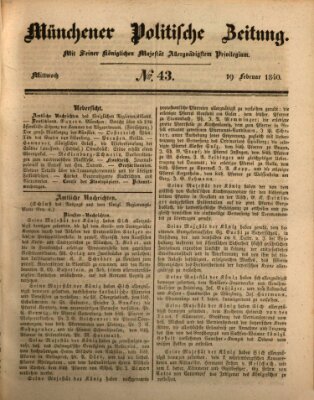 Münchener politische Zeitung (Süddeutsche Presse) Mittwoch 19. Februar 1840