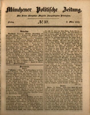 Münchener politische Zeitung (Süddeutsche Presse) Freitag 6. März 1840