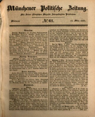 Münchener politische Zeitung (Süddeutsche Presse) Mittwoch 11. März 1840