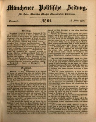 Münchener politische Zeitung (Süddeutsche Presse) Samstag 14. März 1840