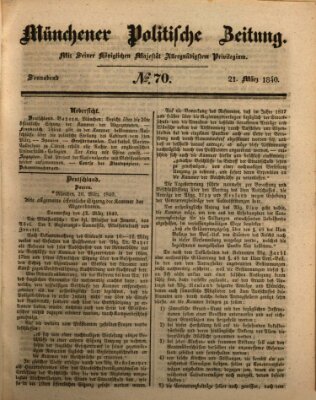 Münchener politische Zeitung (Süddeutsche Presse) Samstag 21. März 1840