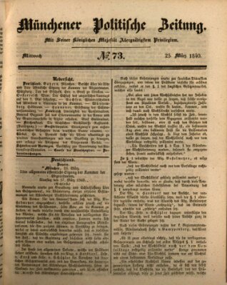 Münchener politische Zeitung (Süddeutsche Presse) Mittwoch 25. März 1840