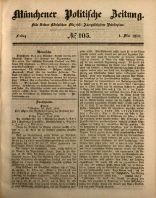 Münchener politische Zeitung (Süddeutsche Presse) Freitag 1. Mai 1840