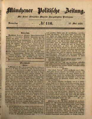 Münchener politische Zeitung (Süddeutsche Presse) Donnerstag 14. Mai 1840