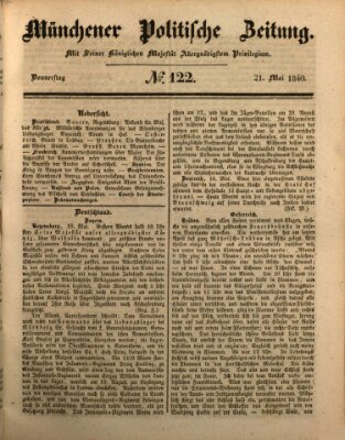 Münchener politische Zeitung (Süddeutsche Presse) Donnerstag 21. Mai 1840