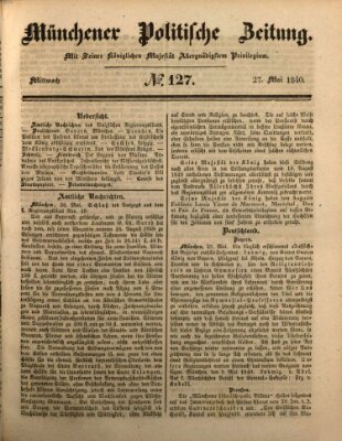 Münchener politische Zeitung (Süddeutsche Presse) Mittwoch 27. Mai 1840