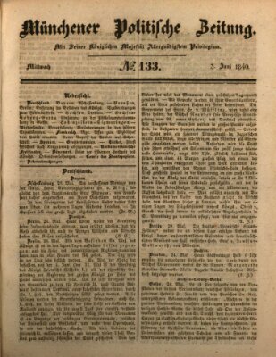 Münchener politische Zeitung (Süddeutsche Presse) Mittwoch 3. Juni 1840