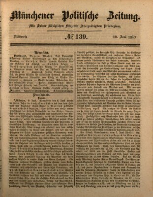 Münchener politische Zeitung (Süddeutsche Presse) Mittwoch 10. Juni 1840