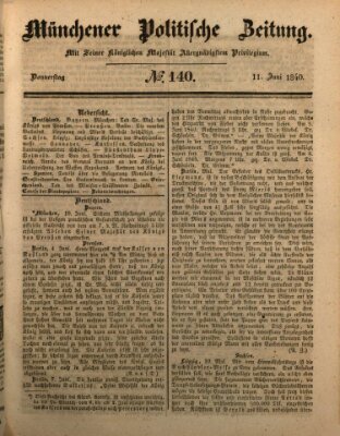 Münchener politische Zeitung (Süddeutsche Presse) Donnerstag 11. Juni 1840