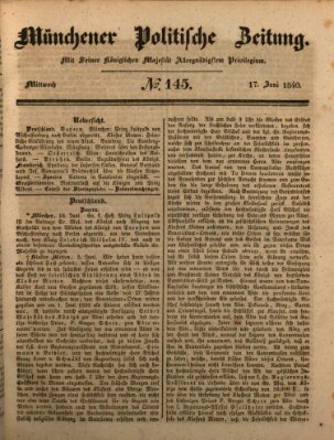 Münchener politische Zeitung (Süddeutsche Presse) Mittwoch 17. Juni 1840