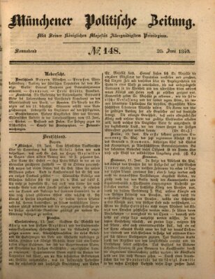 Münchener politische Zeitung (Süddeutsche Presse) Samstag 20. Juni 1840