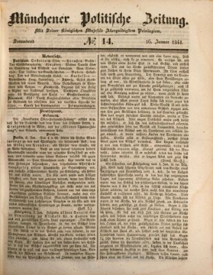 Münchener politische Zeitung (Süddeutsche Presse) Samstag 16. Januar 1841