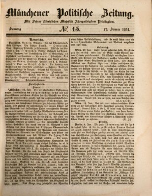 Münchener politische Zeitung (Süddeutsche Presse) Sonntag 17. Januar 1841