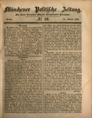 Münchener politische Zeitung (Süddeutsche Presse) Freitag 22. Januar 1841