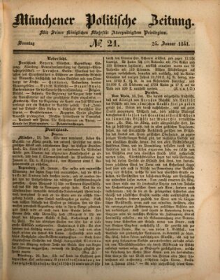 Münchener politische Zeitung (Süddeutsche Presse) Sonntag 24. Januar 1841