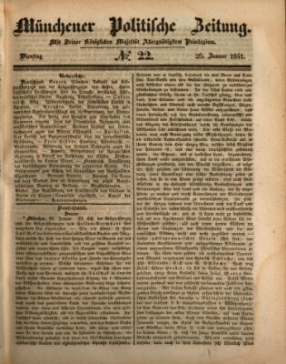 Münchener politische Zeitung (Süddeutsche Presse) Dienstag 26. Januar 1841