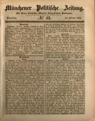 Münchener politische Zeitung (Süddeutsche Presse) Donnerstag 18. Februar 1841