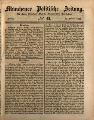 Münchener politische Zeitung (Süddeutsche Presse) Freitag 19. Februar 1841