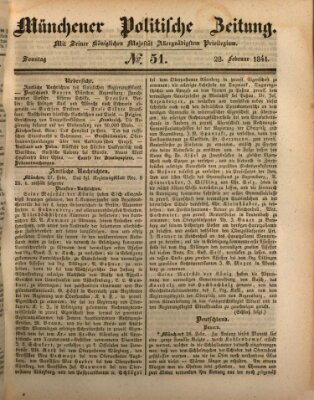 Münchener politische Zeitung (Süddeutsche Presse) Sonntag 28. Februar 1841