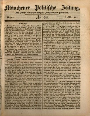 Münchener politische Zeitung (Süddeutsche Presse) Dienstag 2. März 1841