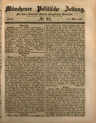 Münchener politische Zeitung (Süddeutsche Presse) Freitag 12. März 1841