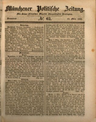 Münchener politische Zeitung (Süddeutsche Presse) Samstag 13. März 1841