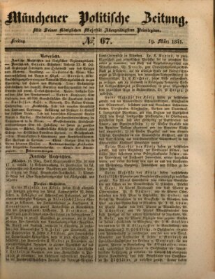 Münchener politische Zeitung (Süddeutsche Presse) Freitag 19. März 1841