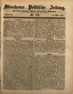 Münchener politische Zeitung (Süddeutsche Presse) Donnerstag 25. März 1841