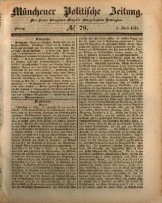 Münchener politische Zeitung (Süddeutsche Presse) Freitag 2. April 1841