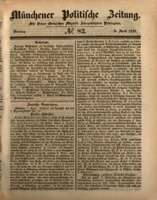 Münchener politische Zeitung (Süddeutsche Presse) Dienstag 6. April 1841