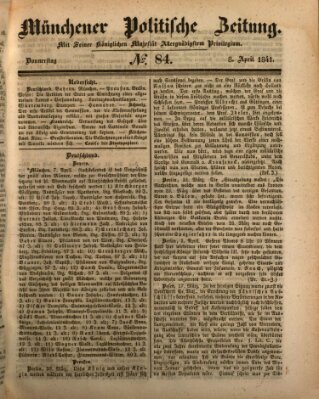 Münchener politische Zeitung (Süddeutsche Presse) Donnerstag 8. April 1841