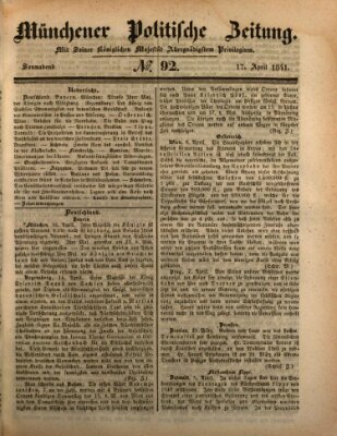 Münchener politische Zeitung (Süddeutsche Presse) Samstag 17. April 1841