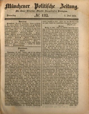 Münchener politische Zeitung (Süddeutsche Presse) Donnerstag 3. Juni 1841