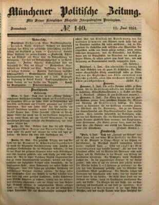 Münchener politische Zeitung (Süddeutsche Presse) Samstag 12. Juni 1841