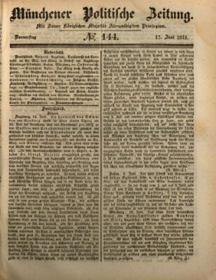 Münchener politische Zeitung (Süddeutsche Presse) Donnerstag 17. Juni 1841