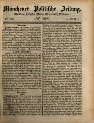 Münchener politische Zeitung (Süddeutsche Presse) Donnerstag 15. Juli 1841