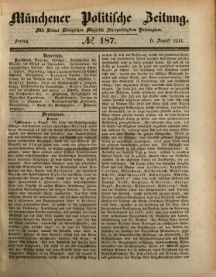 Münchener politische Zeitung (Süddeutsche Presse) Freitag 6. August 1841