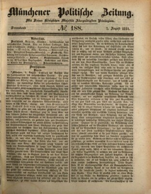 Münchener politische Zeitung (Süddeutsche Presse) Samstag 7. August 1841