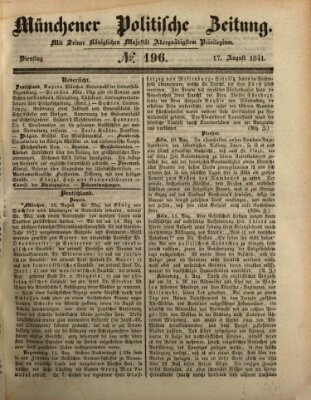 Münchener politische Zeitung (Süddeutsche Presse) Dienstag 17. August 1841