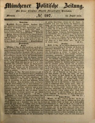 Münchener politische Zeitung (Süddeutsche Presse) Mittwoch 18. August 1841