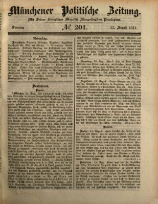 Münchener politische Zeitung (Süddeutsche Presse) Sonntag 22. August 1841