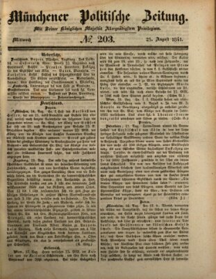 Münchener politische Zeitung (Süddeutsche Presse) Mittwoch 25. August 1841