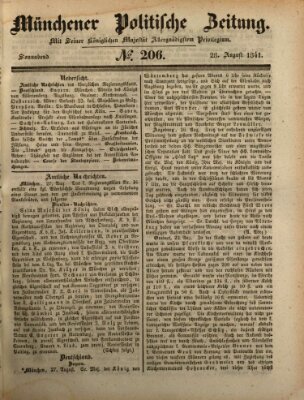 Münchener politische Zeitung (Süddeutsche Presse) Samstag 28. August 1841